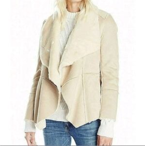 Lucky Brand Beige Faux Shearling Waterfall Jacket Women's Size S